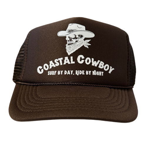 Brown White Coastal Cowboy Trucker Hat Mockup