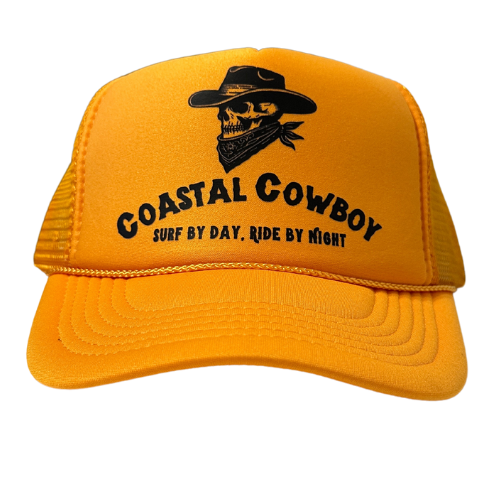 Gold Brown Coastal Cowboy Trucker Hat Mockup