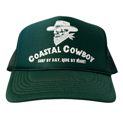 Green White Coastal Cowboy Trucker Hat Mockup